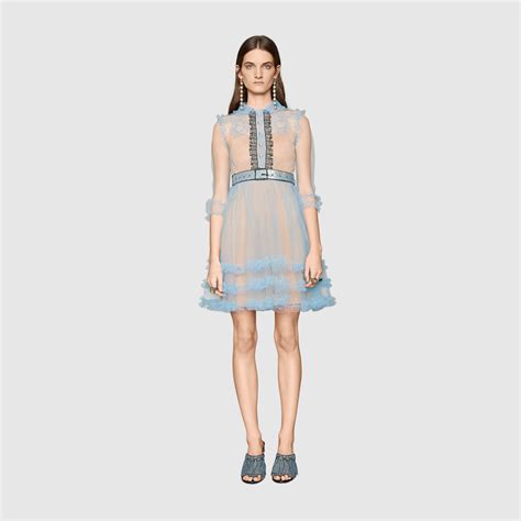 gucci tulle organdy embroidered dress|gucci long dresses.